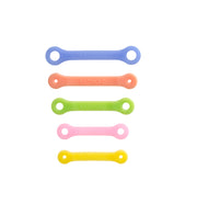  5 pack of blue, orange, green,pink, and yellow eazyhold silicone universal cuffs