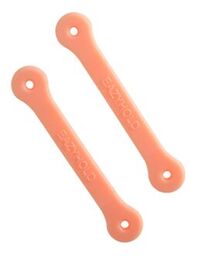 Two orange eazyhold's made of silicone that stretches over objects of daily living.
